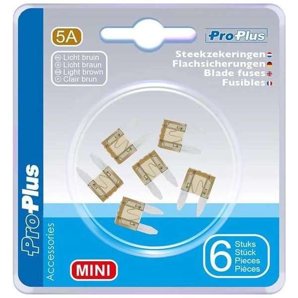 Proplus Autozekering Mini 5a Lichtbruin In Blister 6 Stuks Proplus Autozekering Mini 5a Lichtbruin In Blister 6 Stuks