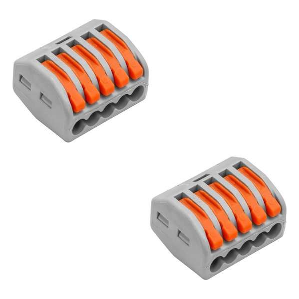 Lasklem Set 2 Stuks - 5 Polig met Klemmetjes - Grijs/Oranje Lasklem Set 2 Stuks - 5 Polig met Klemmetjes - Grijs/Oranje