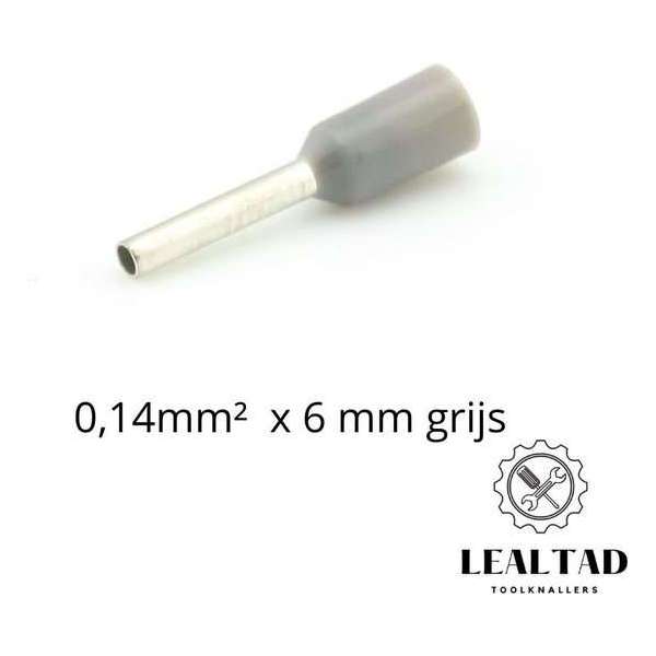 Adereindhuls 0,14 mm² x 6 mm grijs 100 stuks | Ferrule | Draadhuls | Adereindhulzen | Eindverbinder Adereindhuls 0,14 mm² x 6 mm grijs 100 stuks | Ferrule | Draadhuls | Adereindhulzen | Eindverbinder