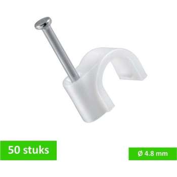 TQ4U kabelclip / spijkerclip rond | voor kabel tot Ø 4.8 mm | kunststof | met stalen nagel 17 mm | wit | 50 STUKS