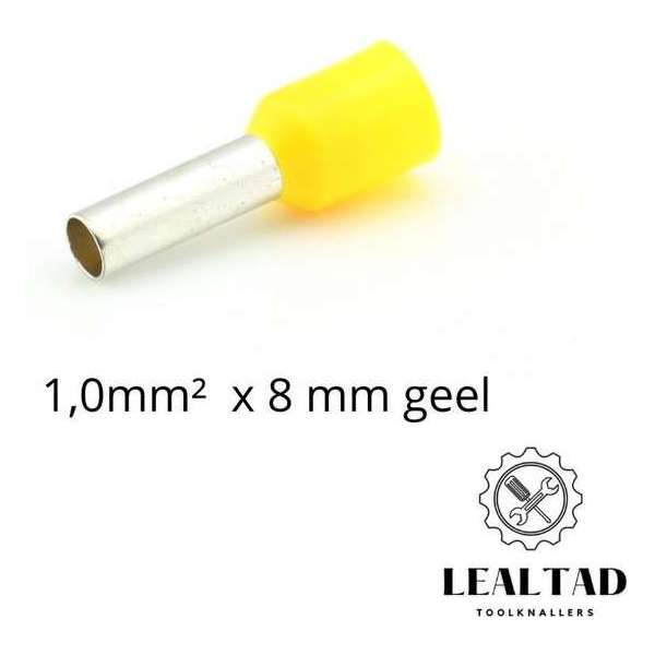 Adereindhuls 1,0 mm² x 8 mm geel 100 stuks | Ferrule | Draadhuls | Adereindhulzen | Eindverbinder Adereindhuls 1,0 mm² x 8 mm geel 100 stuks | Ferrule | Draadhuls | Adereindhulzen | Eindverbinder