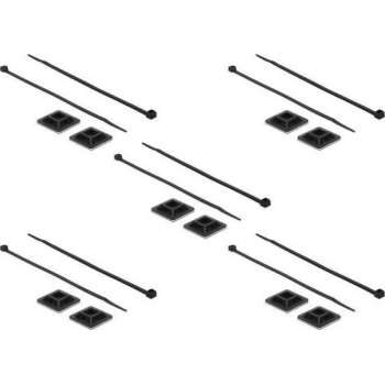 DeLOCK Tie-wraps 300 x 4,8mm (10 stuks) met zelfklevende houders (10 stuks) / zwart