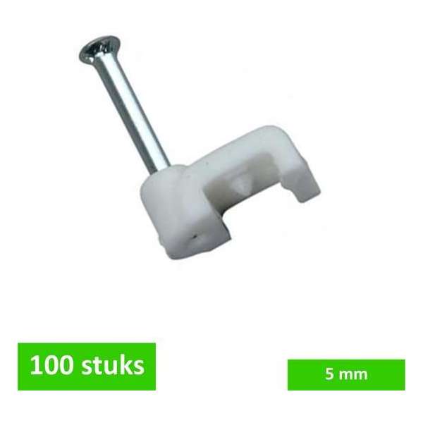 TQ4U kabelclip / spijkerclip plat | voor kabel tot 5 mm breed | kunststof | met stalen nagel 16 mm | wit | 100 STUKS TQ4U kabelclip / spijkerclip plat | voor kabel tot 5 mm breed | kunststof | met stalen nagel 16 mm | wit | 100 STUKS