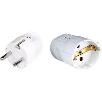 Stekker Set - Aigi Soky - Schuko Stekker - Contrastekker - Randaarde - Kinderbeveiliging - 3680W - 16A - Wit - BES LED