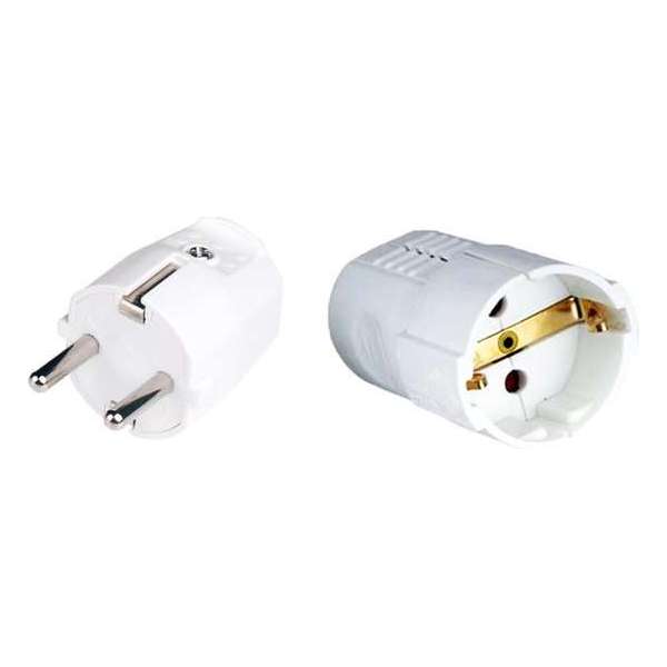 Stekker Set - Aigi Soky - Schuko Stekker - Contrastekker - Randaarde - Kinderbeveiliging - 3680W - 16A - Wit - BES LED Stekker Set - Aigi Soky - Schuko Stekker - Contrastekker - Randaarde - Kinderbeveiliging - 3680W - 16A - Wit - BES LED