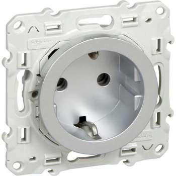Stopcontact - Inbouw - Randaarde - Beveiliging - Aluminium - Odace - Schneider Electric - S530057