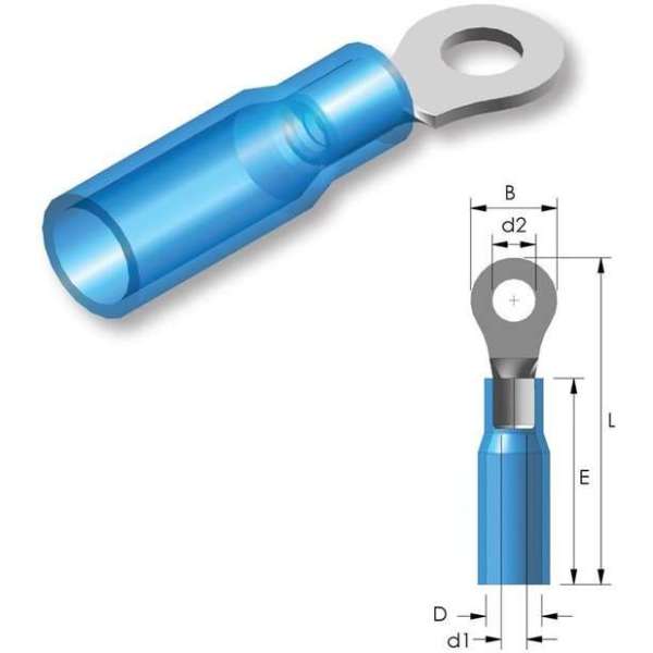 Krimp ringtong M10 Blauw 5st - Kabelschoen - AMP connector Krimp ringtong M10 Blauw 5st - Kabelschoen - AMP connector