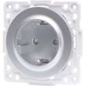 Wandcontactdoos - Igia Jura - Inbouw - Rond - Kunststof - 1-voudig Enkel Stopcontact - Randaarde - Kinderbeveiliging - Zilver
