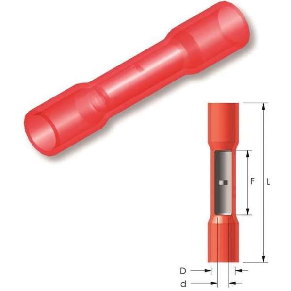 Nylon krimp doorverbinder Rood 5st - Kabelschoen - AMP connector Nylon krimp doorverbinder Rood 5st - Kabelschoen - AMP connector