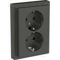Dubbel stopcontact - Inbouw - Randaarde - 2V - Verticaal - Beveiliging - Antraciet - D-Life - Schneider Electric - MTN2420-6534