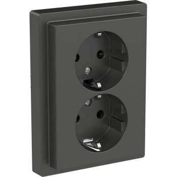 Dubbel stopcontact - Inbouw - Randaarde - 2V - Verticaal - Beveiliging - Antraciet - D-Life - Schneider Electric - MTN2420-6534