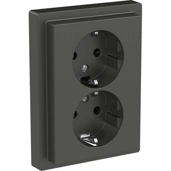Dubbel stopcontact - Inbouw - Randaarde - 2V - Verticaal - Beveiliging - Antraciet - D-Life - Schneider Electric - MTN2420-6534 Dubbel stopcontact - Inbouw - Randaarde - 2V - Verticaal - Beveiliging - Antraciet - D-Life - Schneider Electric - MTN2420-6534
