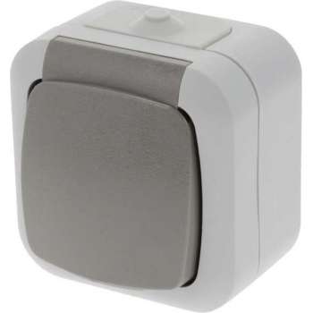 Q-Link contactdoos – opbouw – 1–voudig – randaarde – grijs