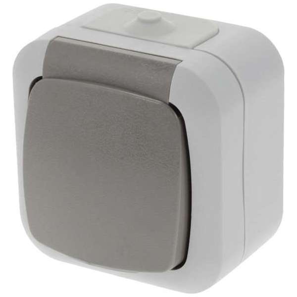 Q-Link contactdoos – opbouw – 1–voudig – randaarde – grijs Q-Link contactdoos – opbouw – 1–voudig – randaarde – grijs