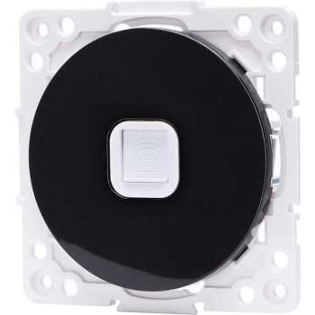Telefoon Stopcontact - Wandcontactdoos - Aigi Jura - Inbouw - Rond - Kunststof - 1-voudig RJ11 - Zwart