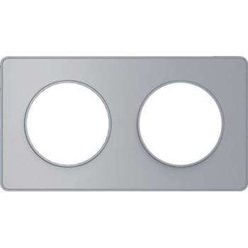 Afdekraam Odace Touch 2V - Aluminium Look - Schneider Electric - S530804