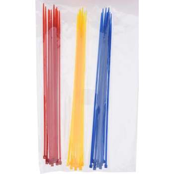 150x stuks kabelbinders / bundelbanden / tiewraps - 25 cm - rood/geel/blauw - bundelbanden - tiewraps / tie ribs / kabelbinders
