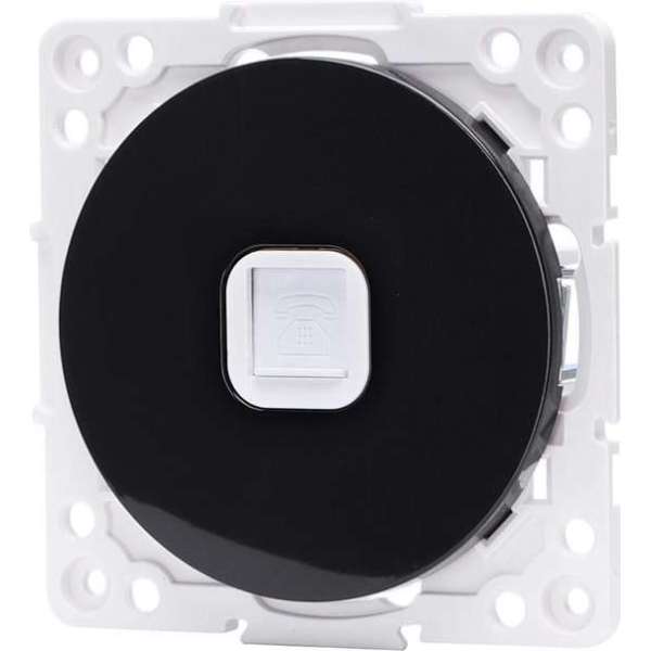 Telefoon Stopcontact - Wandcontactdoos - Igia Jura - Inbouw - Rond - Kunststof - 1-voudig RJ11 - Zwart Telefoon Stopcontact - Wandcontactdoos - Igia Jura - Inbouw - Rond - Kunststof - 1-voudig RJ11 - Zwart