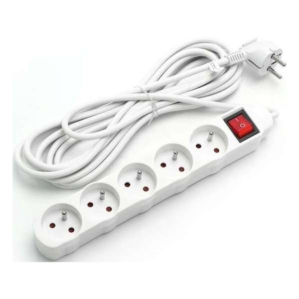 Verlengsnoer met Schakelaar - Aigi Anzim - 2300W - 5 Stopcontacten - 1.5 Meter - Wit | België - BSE Verlengsnoer met Schakelaar - Aigi Anzim - 2300W - 5 Stopcontacten - 1.5 Meter - Wit | België - BSE