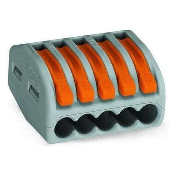 Wago Lasklem - 5-Polig - Hersluitbaar 4 mm2 - 10 stuks Wago Lasklem - 5-Polig - Hersluitbaar 4 mm2 - 10 stuks