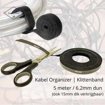 Klittenband Kabel Management | 5M / Dun 6mm | Netjes opruimen en organizen van kabels en snoeren