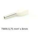 Adereindhuls dubbel 0,75 mm² x 8 mm wit 100 stuks | Ferrule | Draadhuls | Adereindhulzen | Eindverbinder