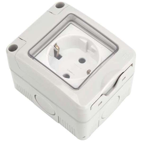 Wandcontactdoos - Aigi Trenck - Opbouw - Enkel - Randaarde - Waterdicht IP55 - Grijs - BSE Wandcontactdoos - Aigi Trenck - Opbouw - Enkel - Randaarde - Waterdicht IP55 - Grijs - BSE