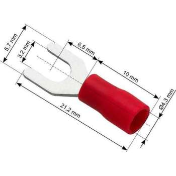 Vorkkabelschoen Rood 3,2-5,7 mm - Gat diameter 4,3 mm - M3 - 100 Stuks