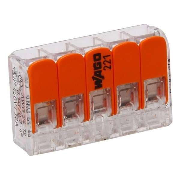 Kopp Snellasklemmen met hendels, 10 stuks. WAGO. 5 x 1,5 - 2,5 mm² Kopp Snellasklemmen met hendels, 10 stuks. WAGO. 5 x 1,5 - 2,5 mm²