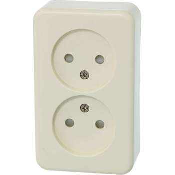 GAMMA dubbel stopcontact | serie Andes | opbouw| zonder randaarde | kinderbeveiliging | creme