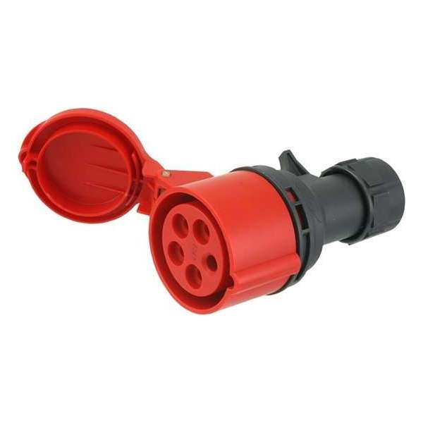 CEE contra stekker 400V 5 polig 16A met label rood K51S30 CEE contra stekker 400V 5 polig 16A met label rood K51S30