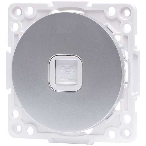Telefoon Stopcontact - Wandcontactdoos - Aigi Jura - Inbouw - Rond - Kunststof - 1-voudig RJ11 - Zilver Telefoon Stopcontact - Wandcontactdoos - Aigi Jura - Inbouw - Rond - Kunststof - 1-voudig RJ11 - Zilver