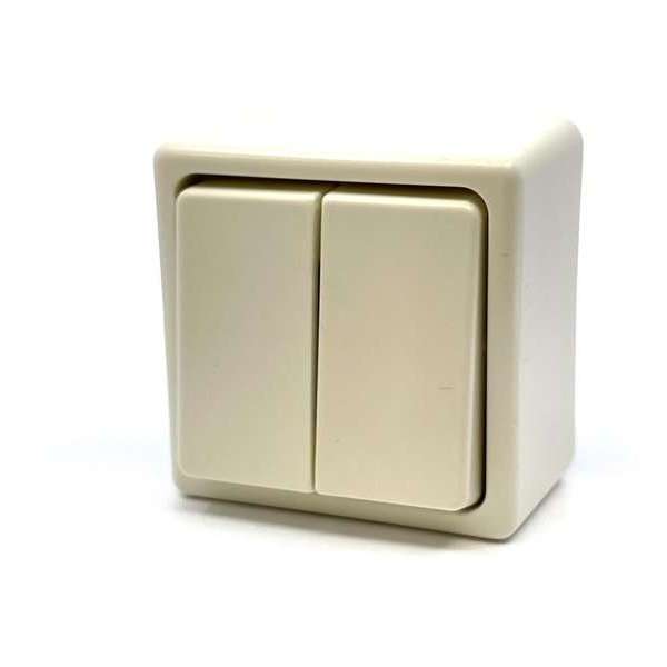 TQ4U dubbele serieschakelaar | opbouw | belastbaar tot 2300 watt | creme TQ4U dubbele serieschakelaar | opbouw | belastbaar tot 2300 watt | creme