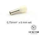 Adereindhuls 0,75 mm² x 6 mm wit 100 stuks | Ferrule | Draadhuls | Adereindhulzen | Eindverbinder