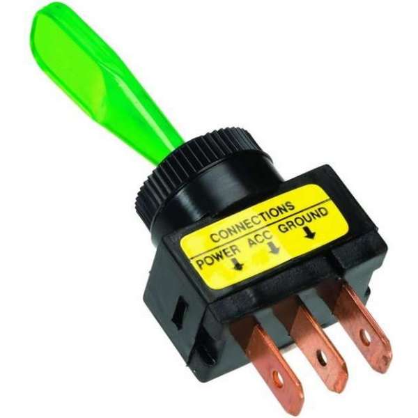 Tuimelschakelaar slim aan/uit - groen met lampje Tuimelschakelaar slim aan/uit - groen met lampje