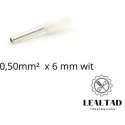 Adereindhuls 0,50 mm² x 6 mm wit 100 stuks | Ferrule | Draadhuls | Adereindhulzen | Eindverbinder