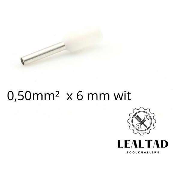 Adereindhuls 0,50 mm² x 6 mm wit 100 stuks | Ferrule | Draadhuls | Adereindhulzen | Eindverbinder Adereindhuls 0,50 mm² x 6 mm wit 100 stuks | Ferrule | Draadhuls | Adereindhulzen | Eindverbinder