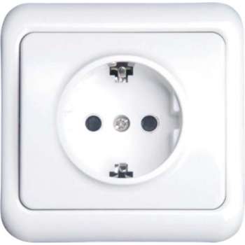 Wandcontactdoos - Aigi Cuka - Inbouw - 1-voudig - Randaarde - Incl. Afdekraam - Wit - BSE