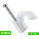 TQ4U kabelclip / spijkerclip rond - voor kabel tot Ø 7 mm - kunststof - met stalen nagel 19 mm - 50 STUKS
