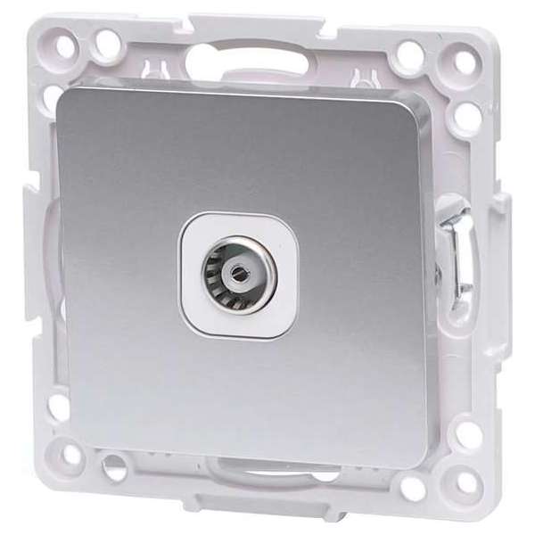 Televisie Contactdoos - Wandcontactdoos Coax - Igan Jura - Inbouw - Vierkant - Kunststof - Zilver Televisie Contactdoos - Wandcontactdoos Coax - Igan Jura - Inbouw - Vierkant - Kunststof - Zilver