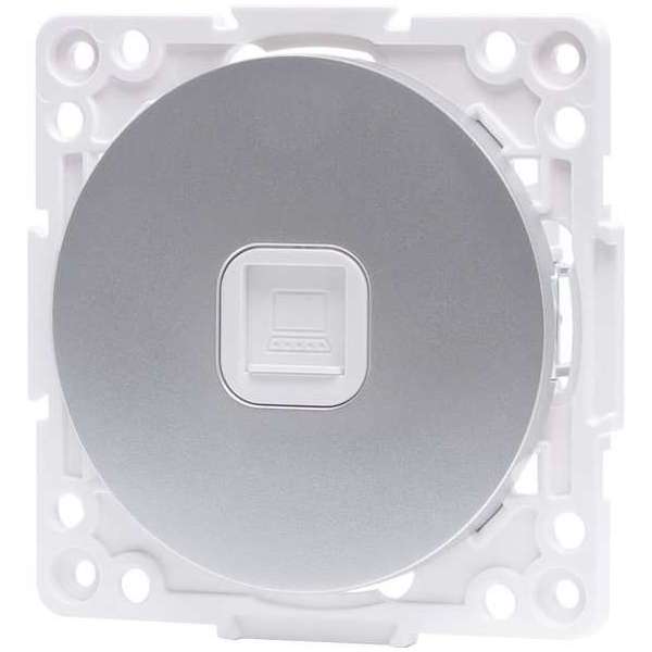 UTP RJ45 Stopcontact - Wandcontactdoos - Aigi Jura - Inbouw - Rond - Kunststof - 1-voudig UTP CAT6 - Zilver - BSE UTP RJ45 Stopcontact - Wandcontactdoos - Aigi Jura - Inbouw - Rond - Kunststof - 1-voudig UTP CAT6 - Zilver - BSE