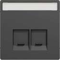 Inzetstuk RJ45 Actassi Tekstveld 2V - Kunststof - Antraciet - Systeem Design - Schneider Electric - MTN4574-6034