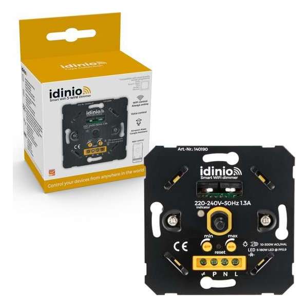 IDINIO WIFI Verlichting Smart Dimmer - Dim via App & Spraak & Knop - Universeel IDINIO WIFI Verlichting Smart Dimmer - Dim via App & Spraak & Knop - Universeel