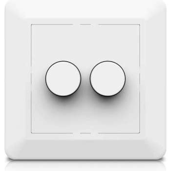 HOFTRONIC - LED duo dimmer - Fase afsnijding - Maximale belasting 2x100 Watt - Met afdekraam en knoppen