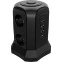 Allteq - Stekkerdoos - 6-voudig - 4x USB - Zwart