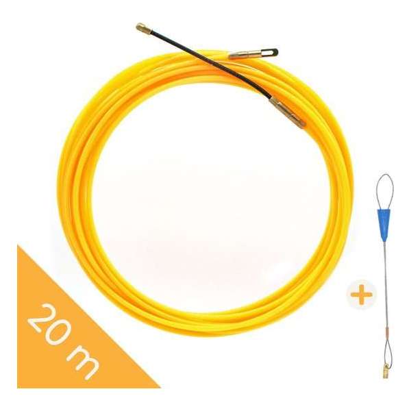 Homium professionele trekveer (20m) met kabelbevestiger - 20 meter - 4 mm nylon | kabeltrekker Homium professionele trekveer (20m) met kabelbevestiger - 20 meter - 4 mm nylon | kabeltrekker