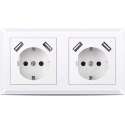 Homra Brock USB stopcontact dubbel | Inbouw wandcontactdoos | Wit