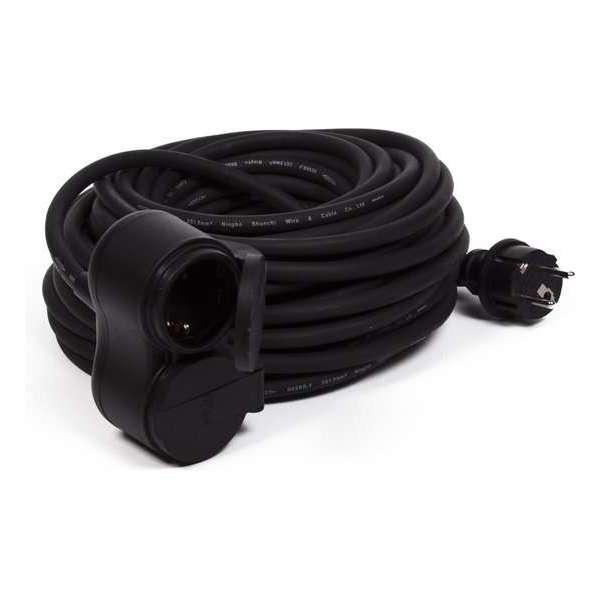 Benson Neopreen 10 meter verlengsnoer - Kabel met twee stopcontacten met klep Max 3500 watt Benson Neopreen 10 meter verlengsnoer - Kabel met twee stopcontacten met klep Max 3500 watt