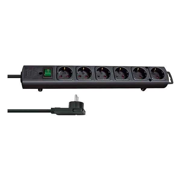 Brennenstuhl Comfort-Line Plus stekkerdoos met 6 ruime contacten / zwart - 2 meter Brennenstuhl Comfort-Line Plus stekkerdoos met 6 ruime contacten / zwart - 2 meter