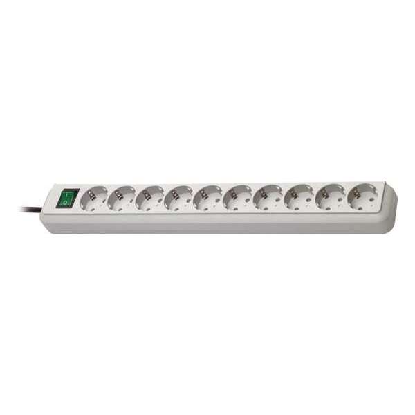 Eco-Line stekkerdoos met schakelaar 10-voudig lichtgrijs 3m H05VV-F 3G1,5 Eco-Line stekkerdoos met schakelaar 10-voudig lichtgrijs 3m H05VV-F 3G1,5